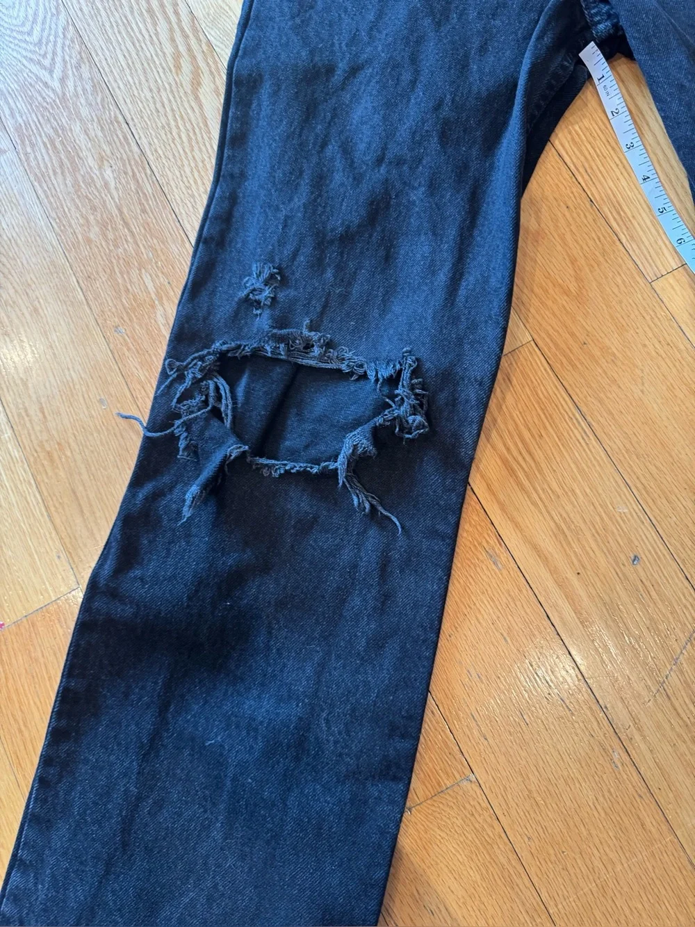 Zara washed black wide leg ripped jeans - Picture 8 of 9